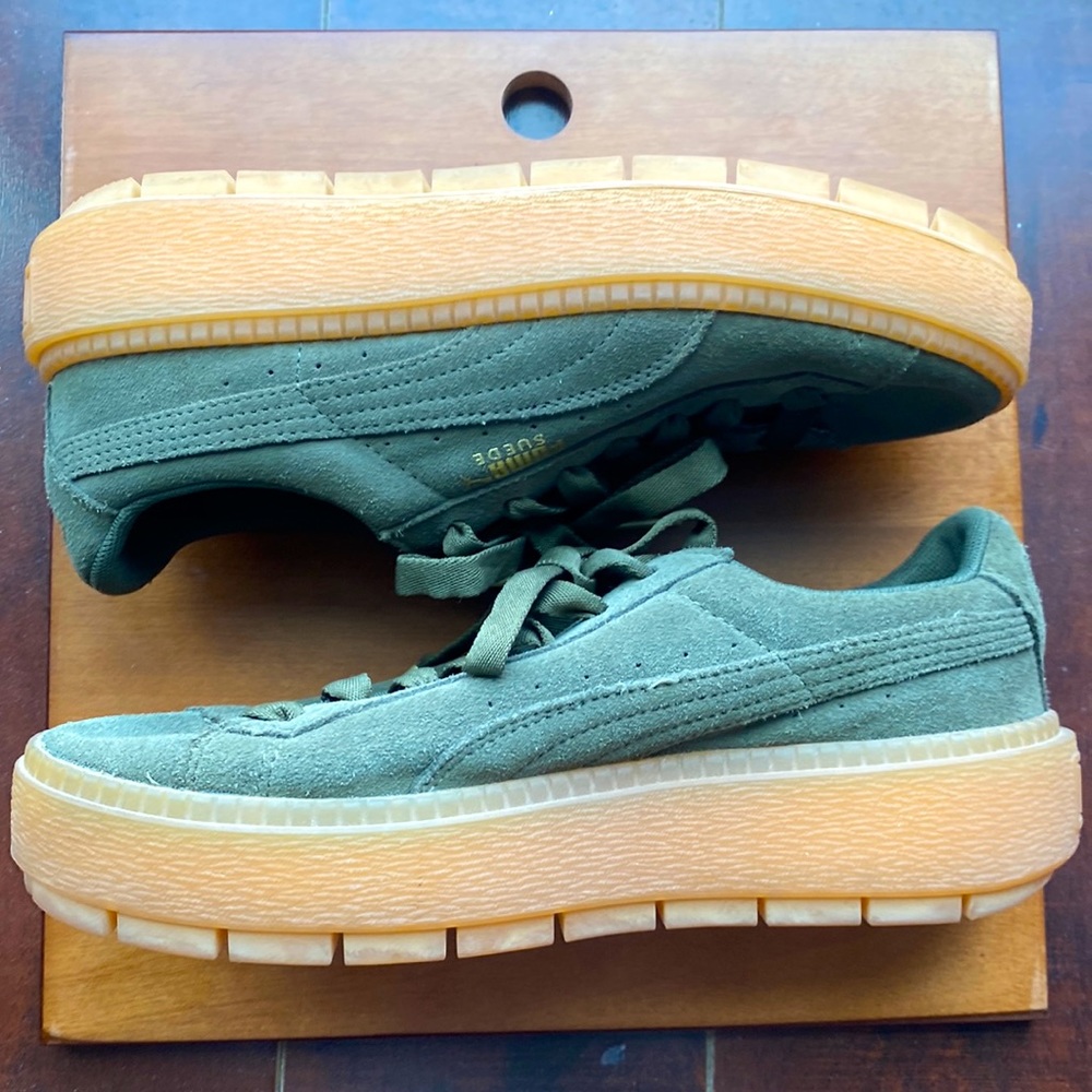 Puma Suede Sneakers in Olive and Tan